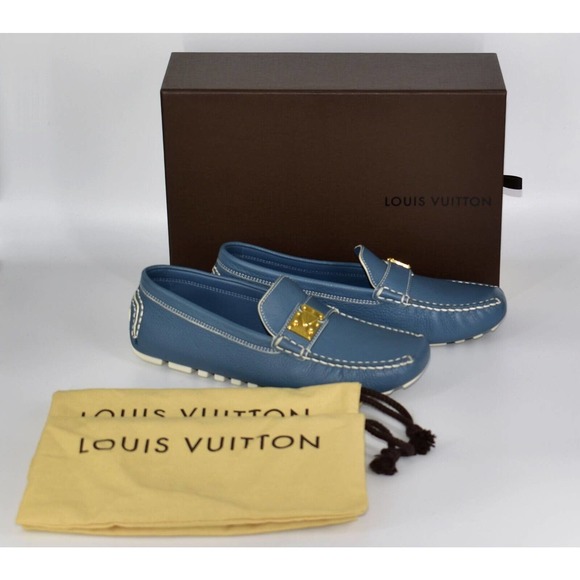 Louis Vuitton Light Blue Leather Moc Size 36.5